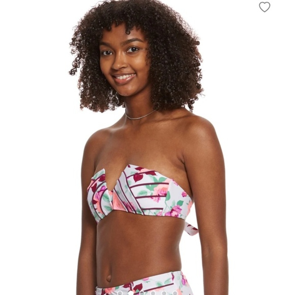 Betsey Johnson Prisoner Of‎ Love Rose Molded Bikini Top Women's Size Small NEW